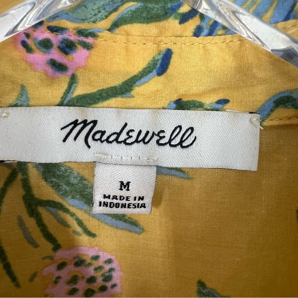 MADEWELL Ruffle Sleeve Button Down Shirt in Painted Blooms Size Medium - Picture 6 of 12
